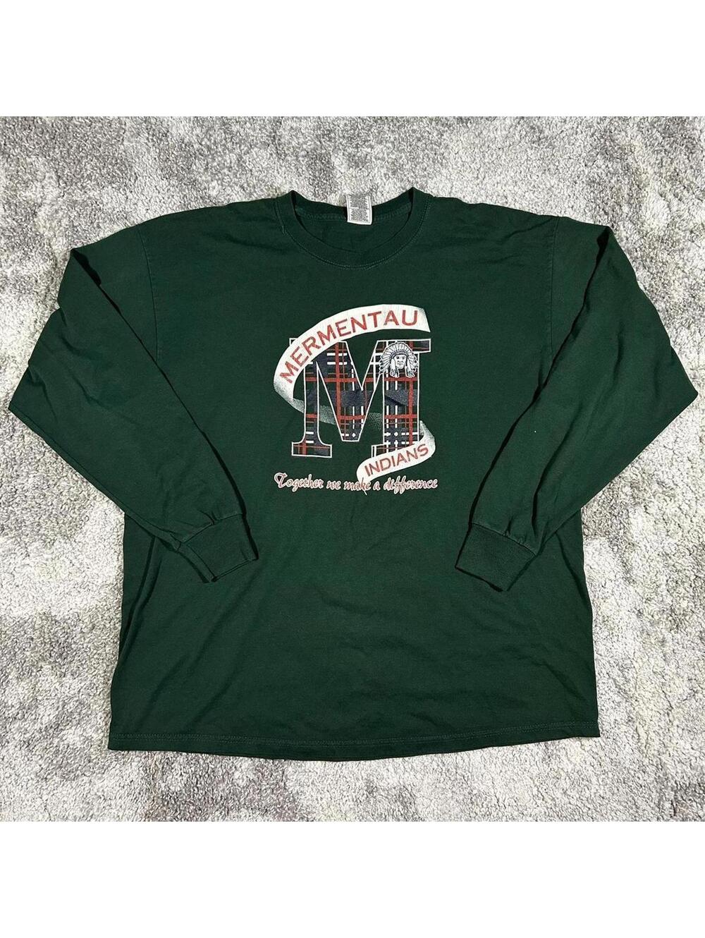 Vintage Mermentau Indians dark green longsleeve shirt